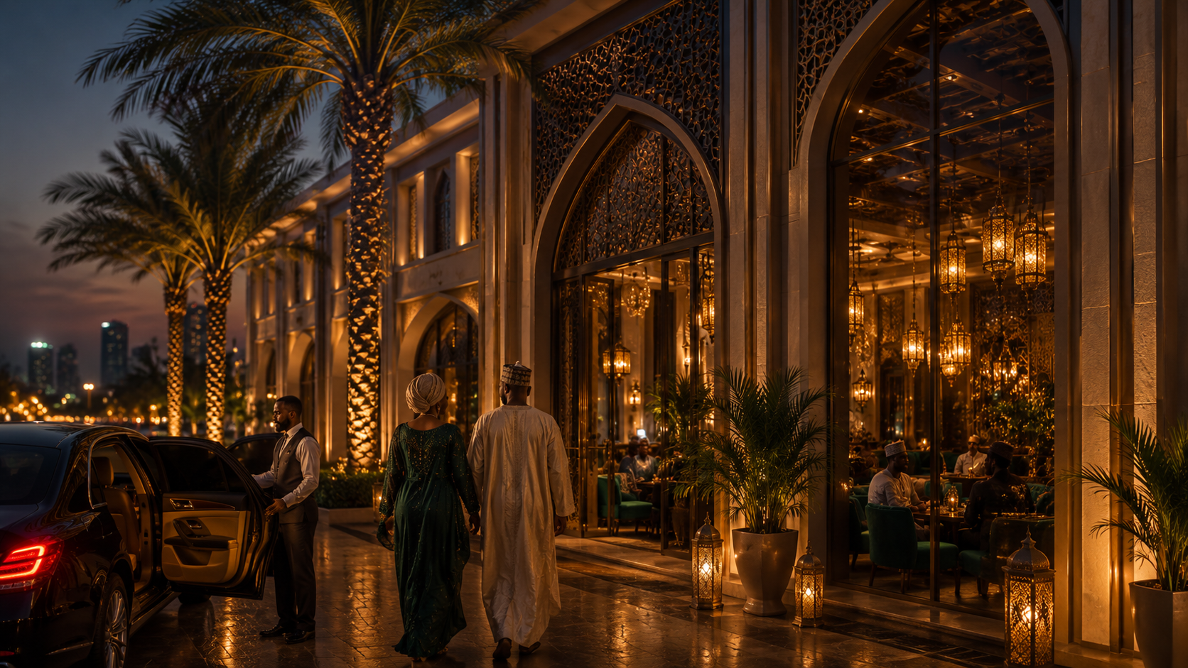 Luxury hotel tea lounge entrance