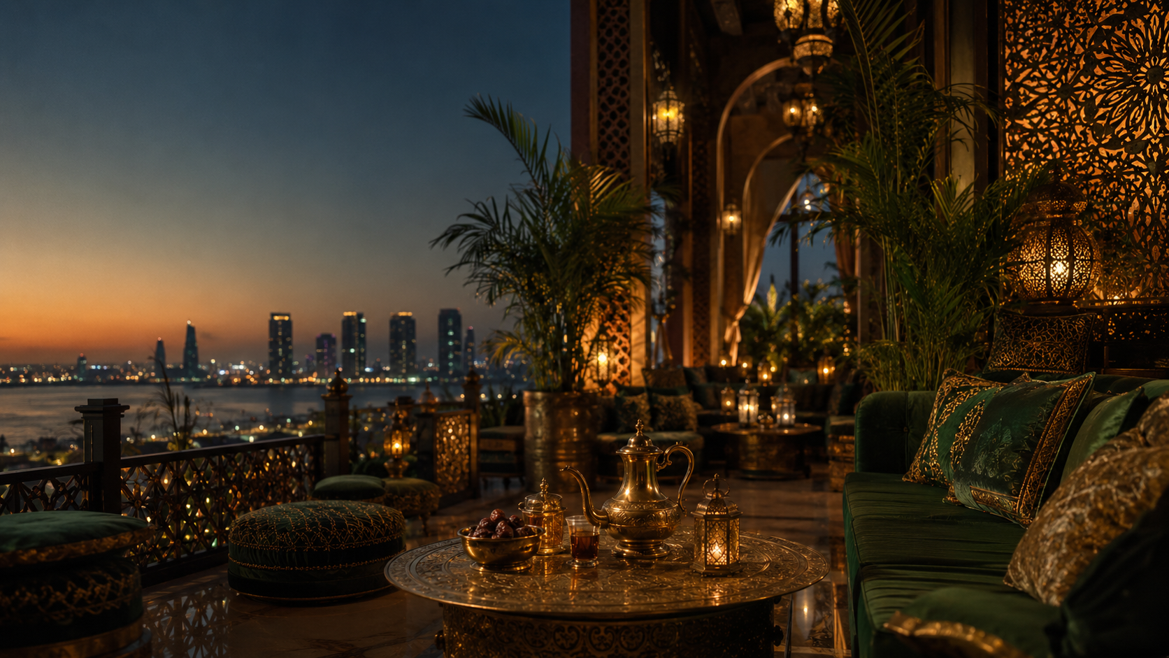 Luxury rooftop tea lounge